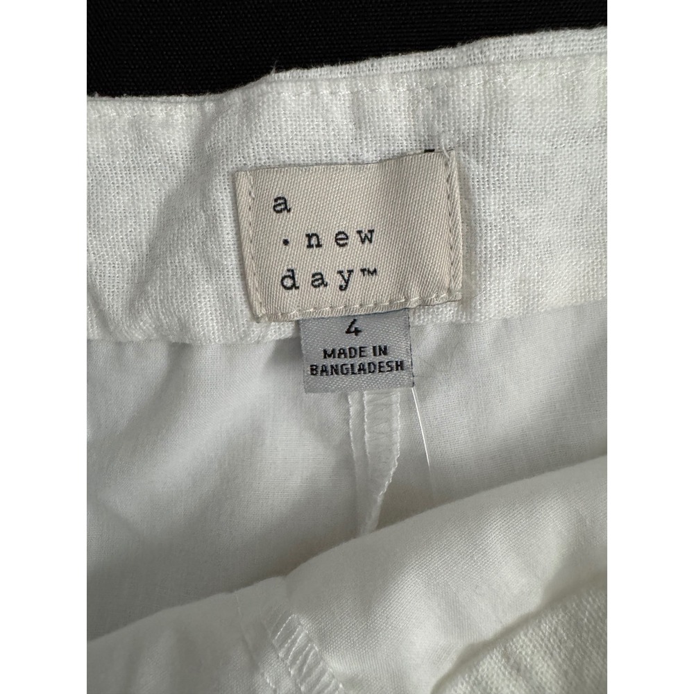 A New Day White Linen Blend Wrap Skort Women's Size 4 Summer Mini NWT - Picture 3 of 10